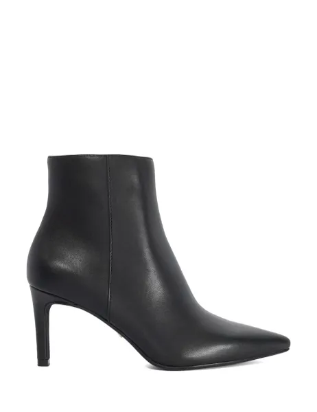 Dune London Leather Stiletto Heel Pointed Ankle Boots Black