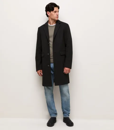 Men's Long Black Tailored Coat