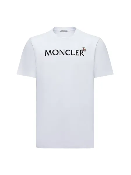 men Flocked Logo Cotton T-Shirt White