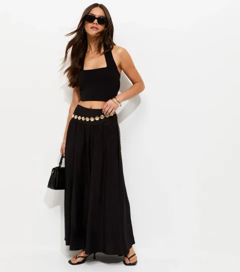 New Look Women's Petite Black Palazzo Wide Leg Trousers