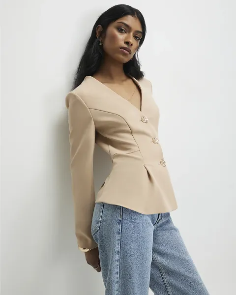 River Island Long Sleeve Pleated Jacket