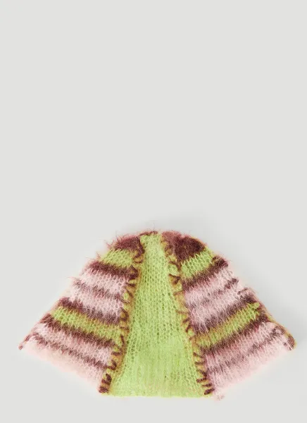 Fuzzy Stripe Beanie Hat