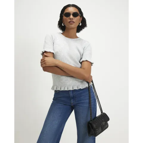 River Island Knit Frill Trim T-Shirt