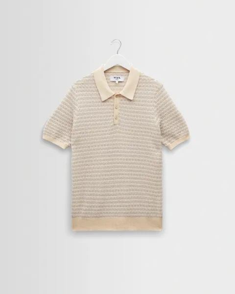 Naples - Natural Mini Geometric Knitted Polo