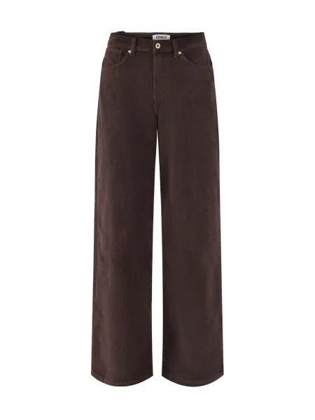 Only Cotton Hope High-Waisted Wide Leg Cord Trousers - Black Coffee