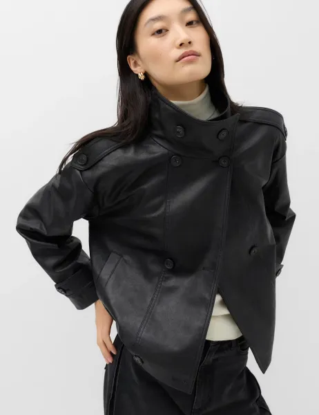 Marks & Spencer Faux Leather Funnel Neck Biker Jacket