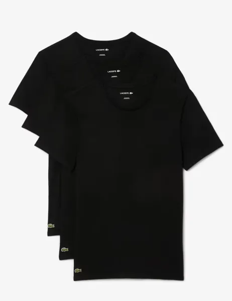 Lacoste 3 Pack Pure Cotton T-Shirts Black