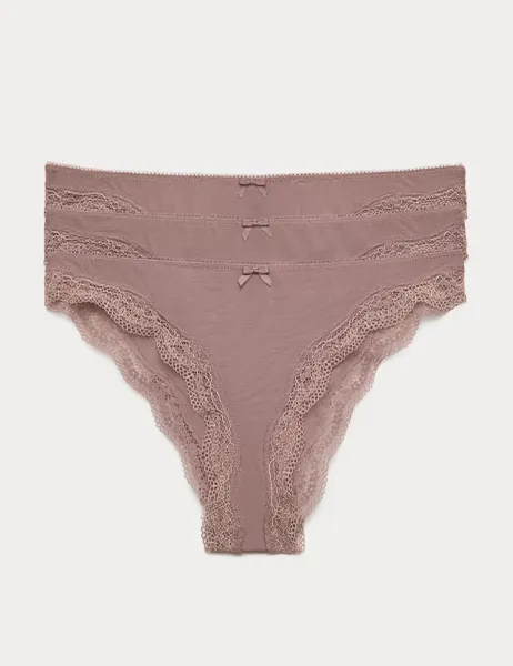 3 Pack Jasmine Mesh Brazilian Knickers Praline