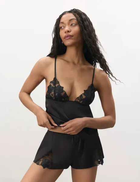 Bluebella Alara Satin Shortie Set Black