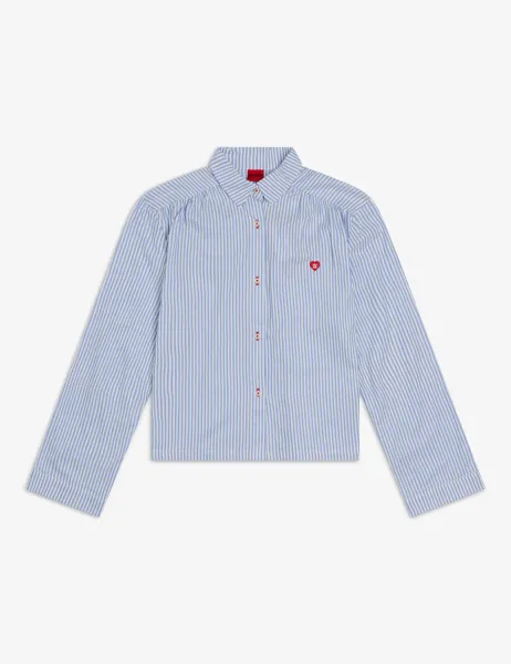 Cotton Rich Striped Pyjama Top Blue