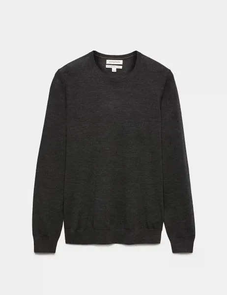 Autograph Pure Extra Fine Merino Wool Crew Neck Jumper Charcoal