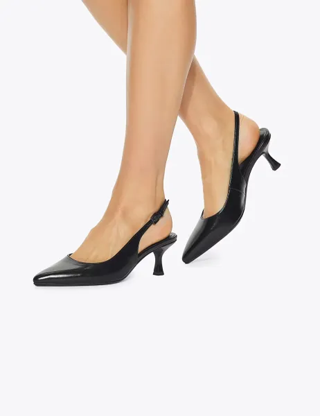 Kurt Geiger Kitten Heel Slingback Sandals Black
