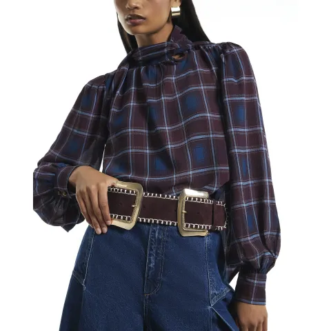 River Island Burgundy Faux Suede Chunky Belt