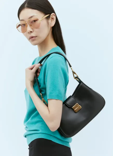 Logo Plaque Leather Shoulder Bag