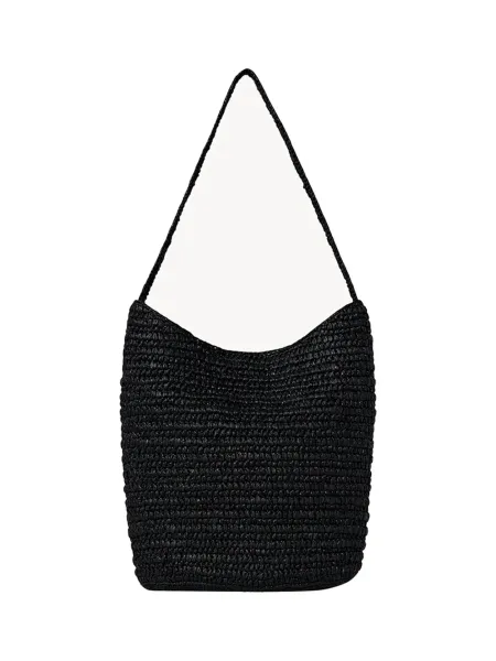 Alma Shoulder Raffia Bag Black