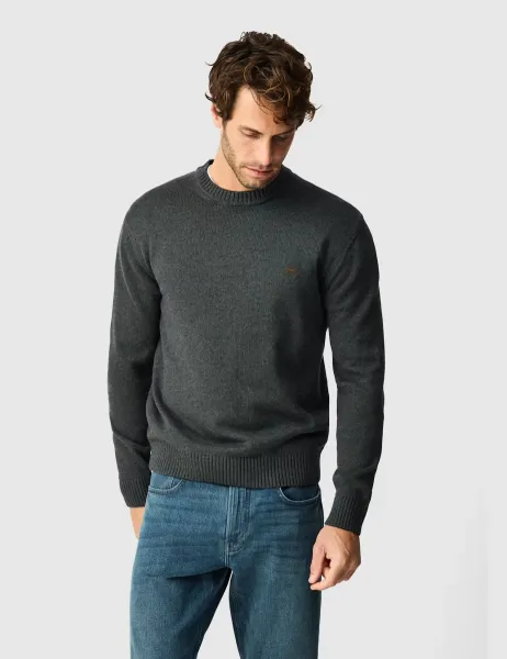 Rodd & Gunn Gunn Pure Cotton Crew Neck Jumper Charcoal