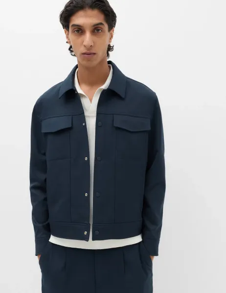 Marks & Spencer Regular Fit Trucker Jacket Navy Mix