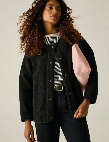 Regatta Lea Borg Full Button Fleece Black