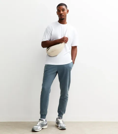 Men's Blue Regular Washed Jersey Joggers