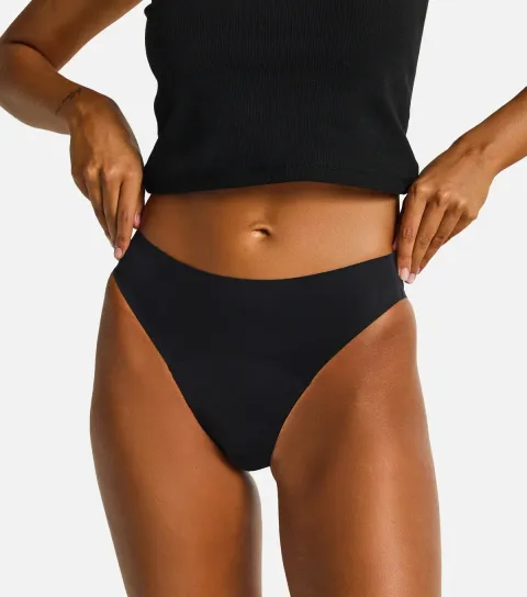 Women's Black Moderate Flow Hi-Leg Period Briefs