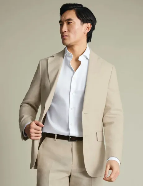 Charles Tyrwhitt Slim Fit Pure Linen Suit Jacket Stone