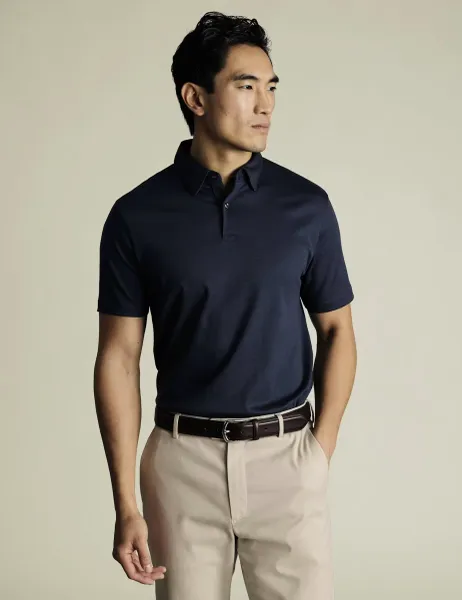 Charles Tyrwhitt Jersey Polo Shirt Petrol