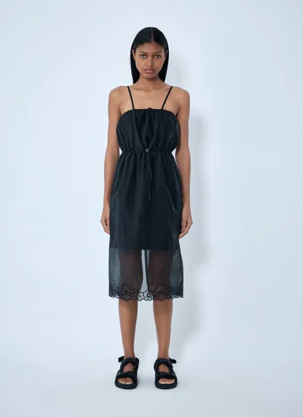 Sheer Overlay Midi Dress