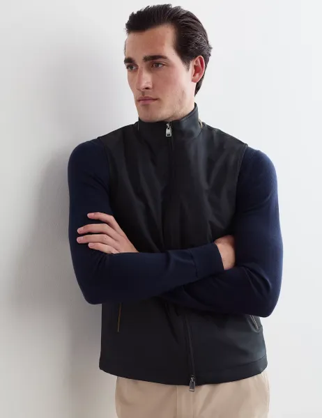Jaeger Cotton Blend Gilet Navy