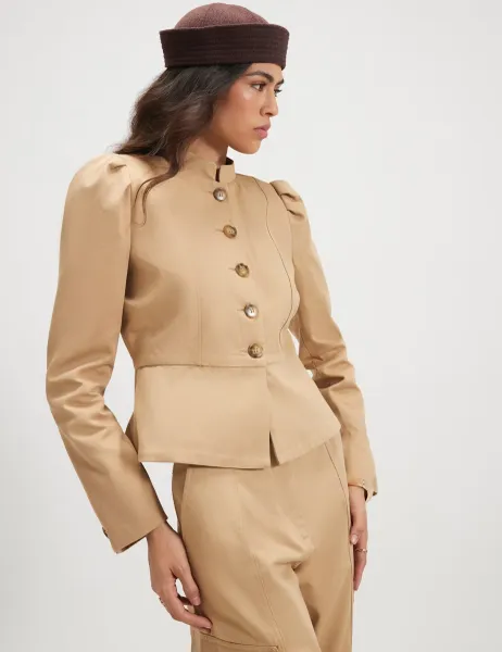 River Island High Neck Lightweight Jacket Chocolate