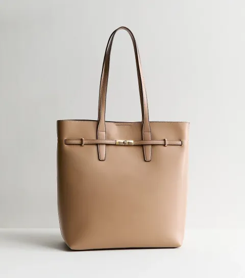 Mink Faux Leather Belted Tote Bag Vegan