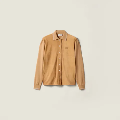 Wool and suede shirt