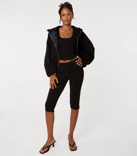 Pink Vanilla Women's Black Cropped Capri Trousers