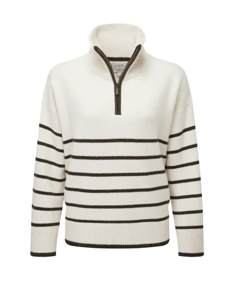 Schöffel Country Sandsend Quarter Zip Jumper - Soft White/Loden