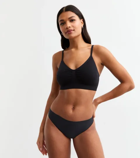 New Look Women's Black Seamless Ruched Bra