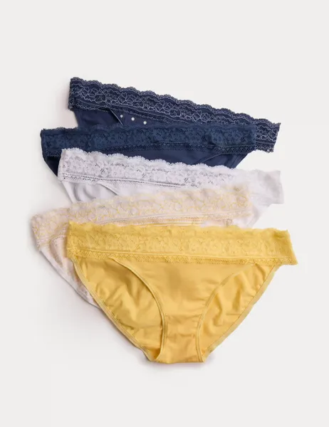 Marks & Spencer 5pk Cotton Blend Printed Bikini Knickers
