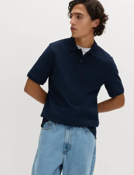 Marks & Spencer Ultimate Pique Polo Shirt Dark Navy