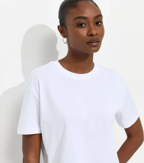 New Look Women's White Cotton Boxy Fit T-Shirt
