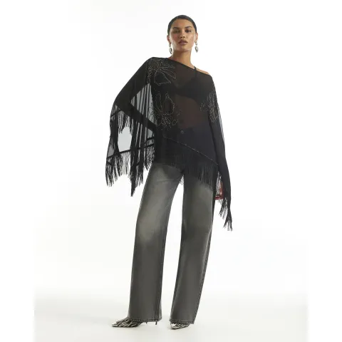 River Island Beaded Tassel Cape