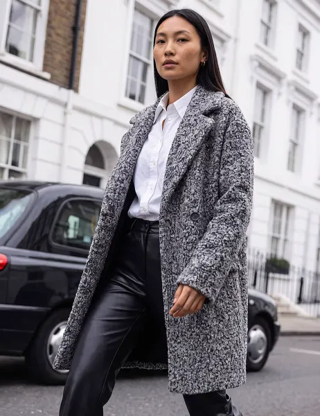 Roman Soft Touch Revere Collar Coat Grey Mix