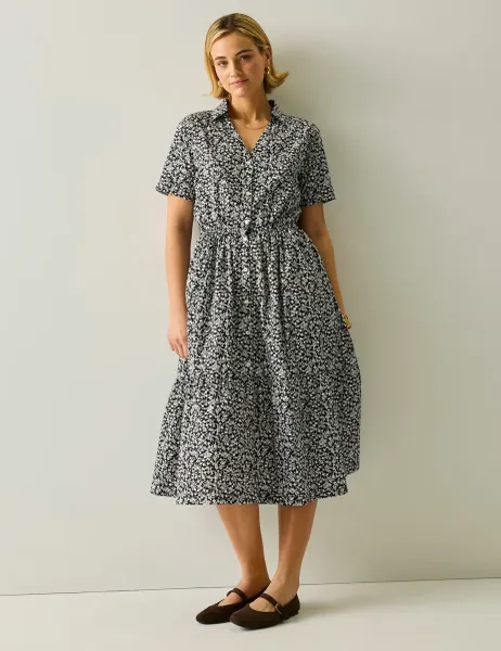 Regatta Navagio Pure Cotton Midi Shirt Dress White/Black