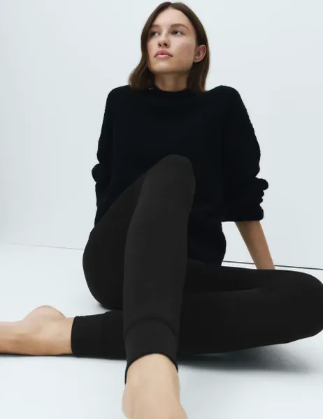 Marks & Spencer 250 Denier Velour Lined Footless Tights Black