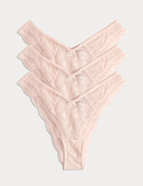 Marks & Spencer 3pk Jasmine Lace Miami Knickers Soft Coral
