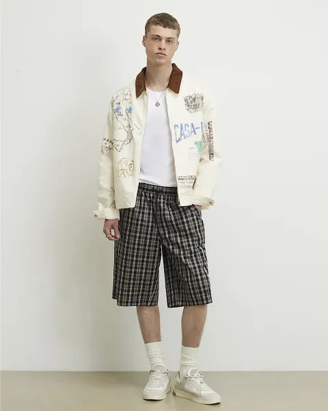 River Island Contrast Collar Badged Jacket