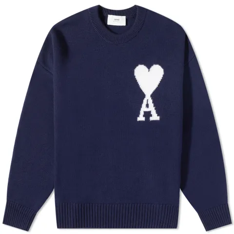 AMI Tonal Large A Heart Crew Knit