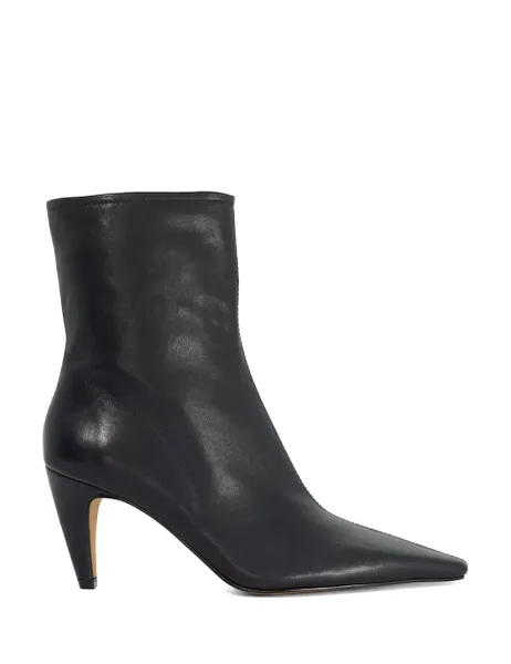 Dune London Leather Stiletto Heel Pointed Ankle Boots Black