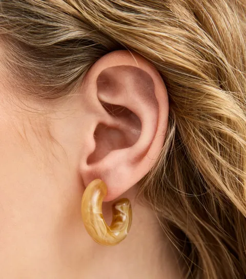 Brown Chunky Resin Hoop Earrings