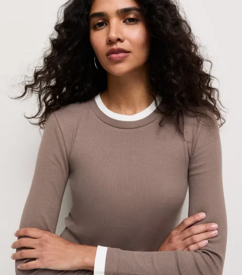 New Look Women's Mink Cotton Rich 2 In 1 Layered Look Top