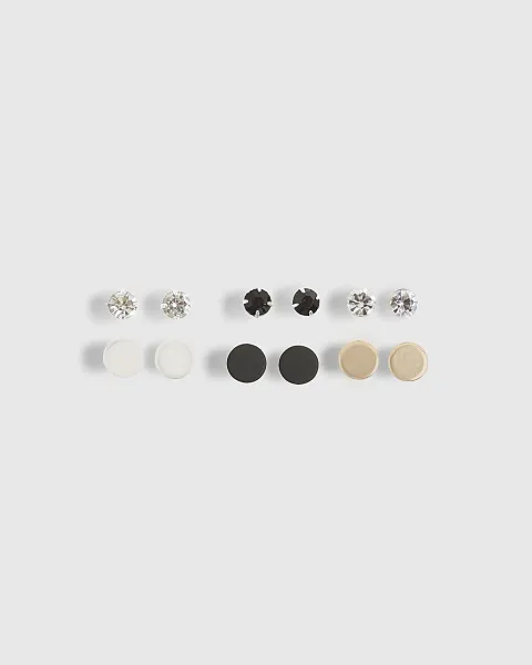 River Island Metal Multi Crystals Pack Of 6 Earrings