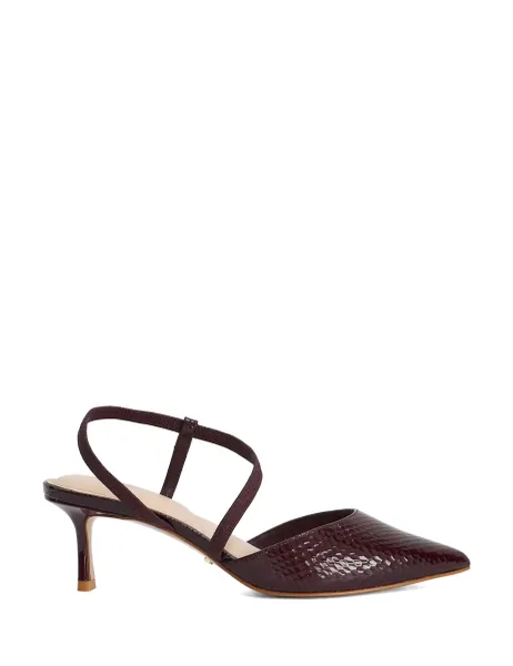 Dune London Leather Asymetric Stiletto Heel Court Shoes Burgundy