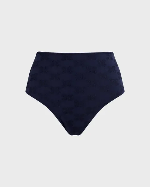 Women High-waisted Bikini Bottom Turtle Monogram Jacquard